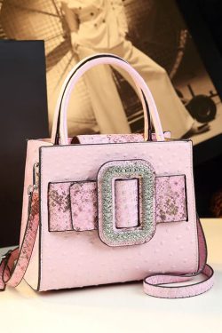 Beautiful Zircon Solid Durable Faux Leather Tote Handbag