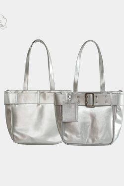 Belt Style Ita Bag - Spacious Y2K Silver Tote Ita Bag