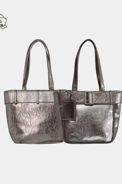 Belt Style Ita Bag - Spacious Y2K Silver Tote Ita Bag