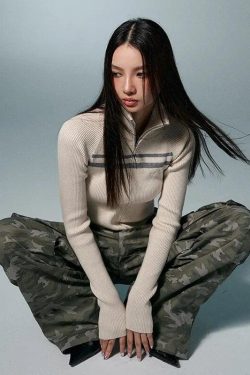 Belted Back Turtleneck Cropped Cardigan