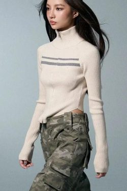 Belted Back Turtleneck Cropped Cardigan