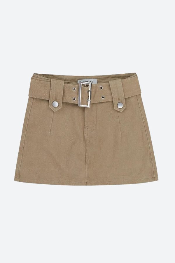 Belted Denim Mini Skirt