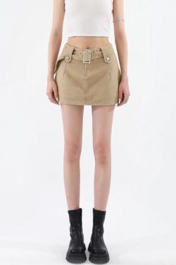 Belted Denim Mini Skirt