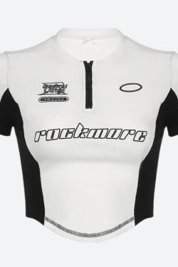 Biker Half Zip-Up Crop Top