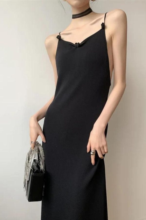 Black Butterfly Back Midi Dress