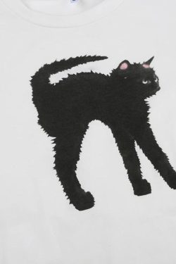 Black Cat Crop Tee