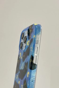 Black Cat Phone Case with Charm