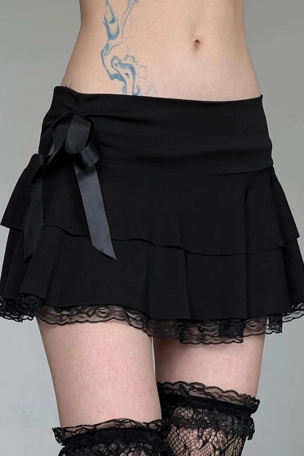 Black Coquette Mini Skirt