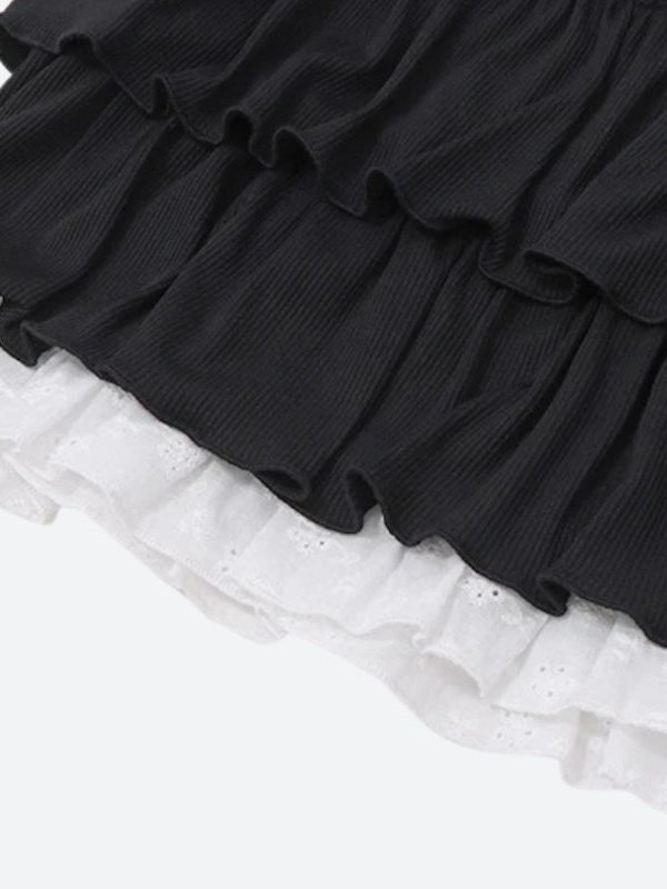Black Coquette Mini Skirt