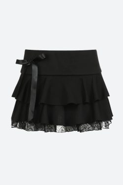 Black Coquette Mini Skirt