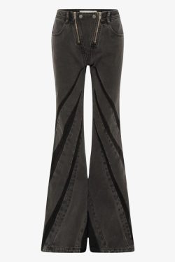 Black Denim Tube Top & Patch Jeans Two Piece Set