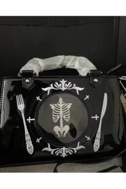 Black Halloween Ita Bag – Japanese Style Harajuku Square Crossbody Shoulder Handbag for Women Y2K