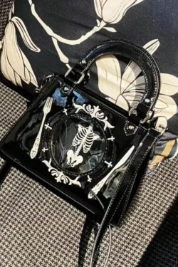 Black Halloween Ita Bag – Japanese Style Harajuku Square Crossbody Shoulder Handbag for Women Y2K