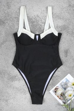 Black & White High Leg Swimsuit
