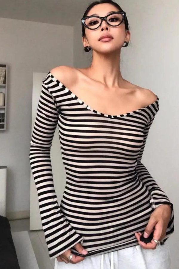 Black & White Striped Top