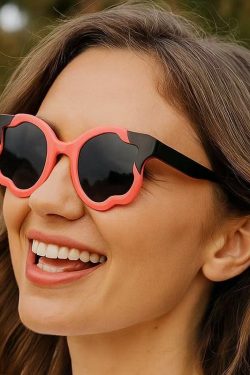 Blue Irregular Circular Patchwork Flower Decoration Sunglasses