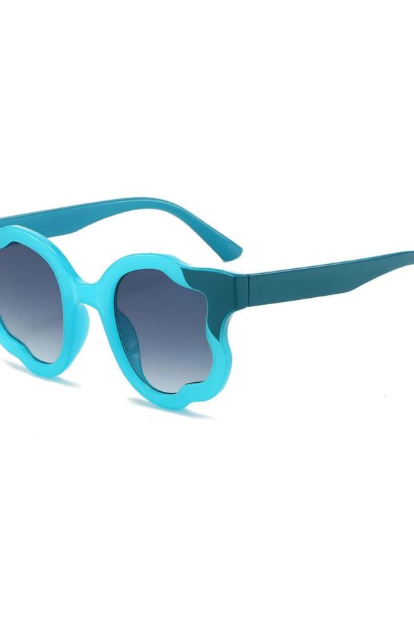 Blue Irregular Circular Patchwork Flower Decoration Sunglasses