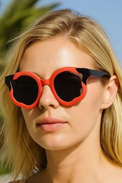 Blue Irregular Circular Patchwork Flower Decoration Sunglasses