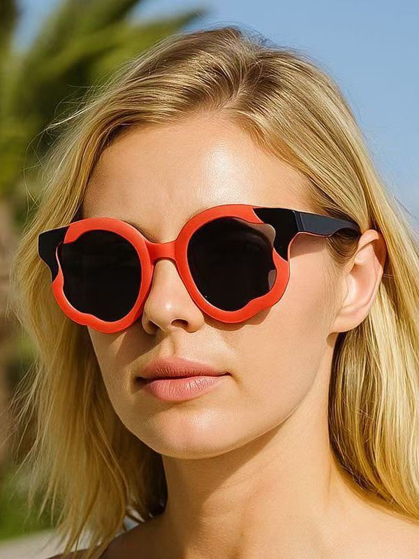 Blue Irregular Circular Patchwork Flower Decoration Sunglasses