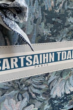 Blue Zippered Patchwork Paitings Canvas Satchel Handbag