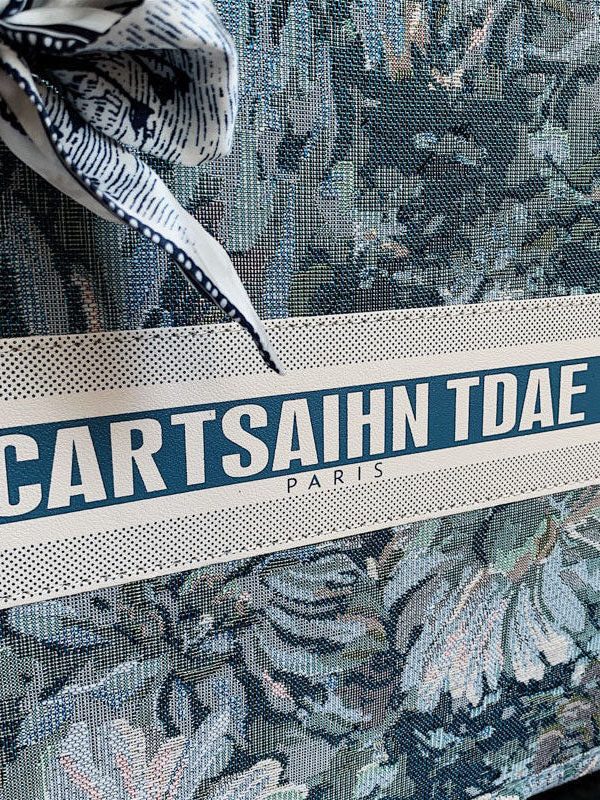 Blue Zippered Patchwork Paitings Canvas Satchel Handbag