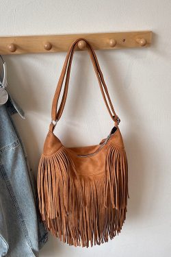 Bohemian Blue Tassel Suede Large Capacity Shoulder Bag