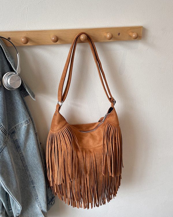 Bohemian Blue Tassel Suede Large Capacity Shoulder Bag