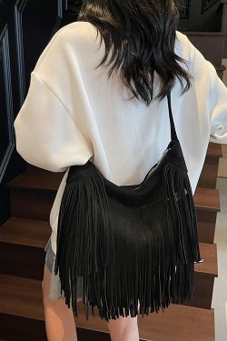 Bohemian Blue Tassel Suede Large Capacity Shoulder Bag