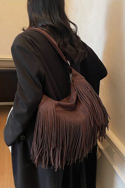 Bohemian Blue Tassel Suede Large Capacity Shoulder Bag