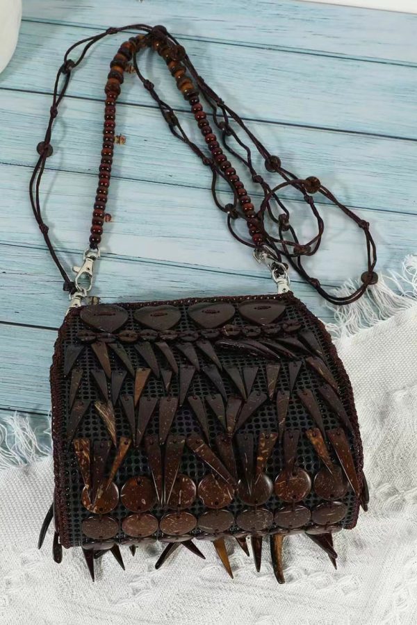 Bohemian Ethnic Style Wooden Tasseled Messenger Bag