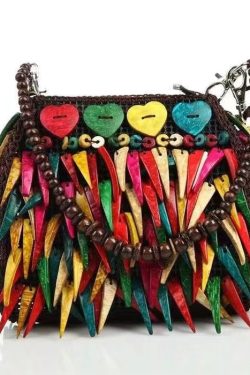 Bohemian Ethnic Style Wooden Tasseled Messenger Bag