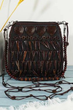 Bohemian Ethnic Style Wooden Tasseled Messenger Bag