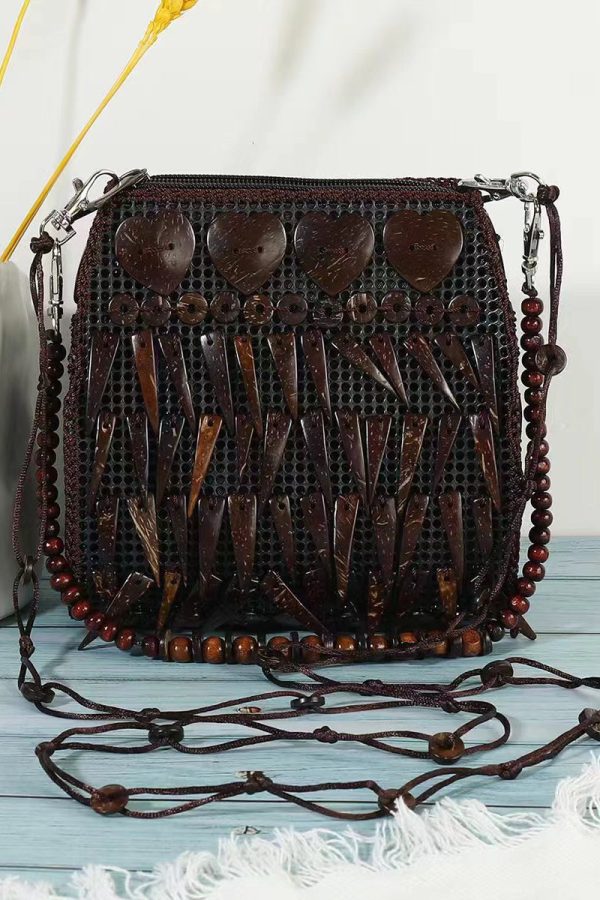 Bohemian Ethnic Style Wooden Tasseled Messenger Bag