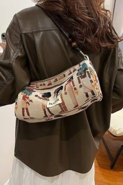 Bohemian Original Design Jacquard Canvas Satchel Bag Handbag