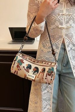 Bohemian Original Design Jacquard Canvas Satchel Bag Handbag