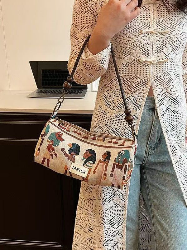 Bohemian Original Design Jacquard Canvas Satchel Bag Handbag