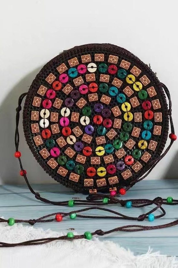 Bohemian Stylish Handicrafts Wooden Messenger Bag