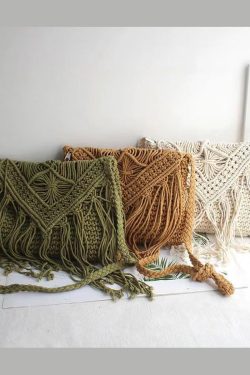 Bohemian Tassel Cotton Woven Vacation Beach Crossbody Bag