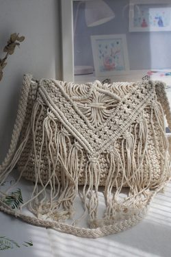 Bohemian Tassel Cotton Woven Vacation Beach Crossbody Bag