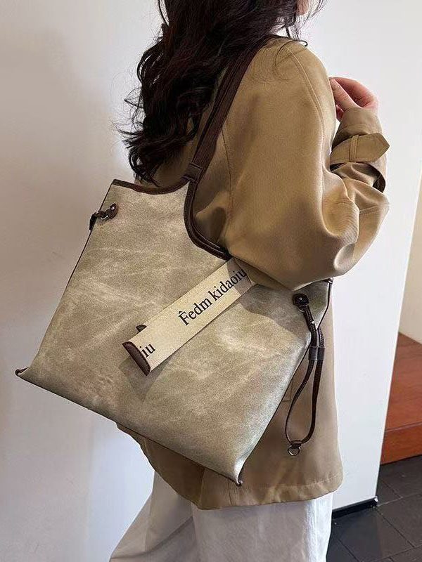 Boho Beige Tie Dye Solid Durable Faux Leather Women Handbags