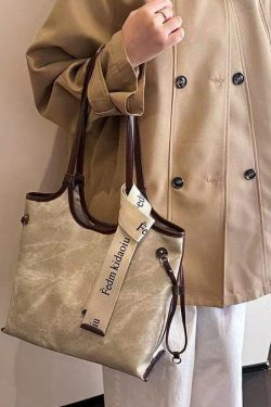 Boho Beige Tie Dye Solid Durable Faux Leather Women Handbags