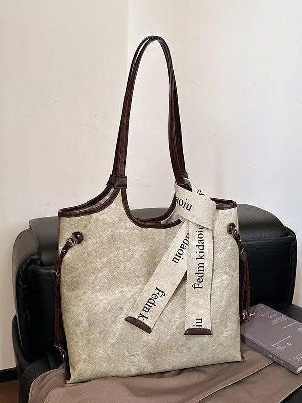 Boho Beige Tie Dye Solid Durable Faux Leather Women Handbags