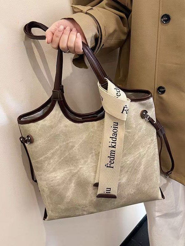 Boho Beige Tie Dye Solid Durable Faux Leather Women Handbags