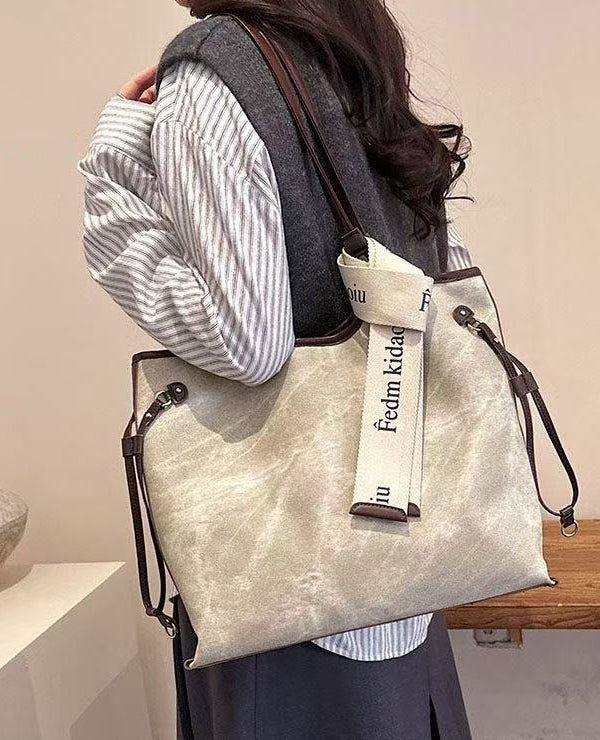 Boho Beige Tie Dye Solid Durable Faux Leather Women Handbags