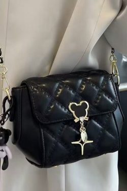 Boho Black Mickey Solid Durable Faux Leather Micro Bag