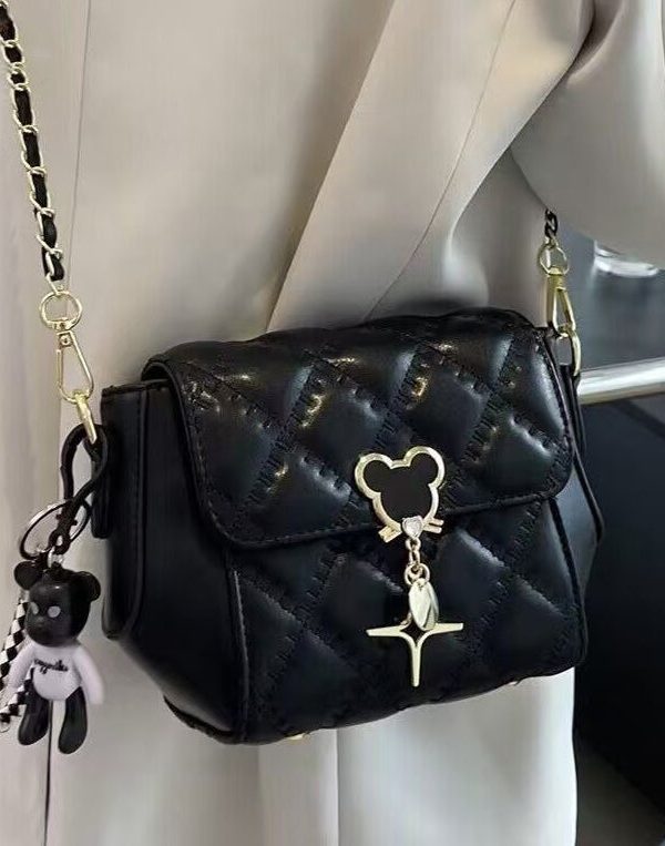 Boho Black Mickey Solid Durable Faux Leather Micro Bag