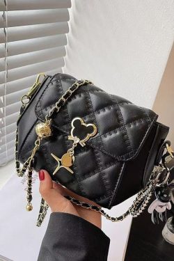 Boho Black Mickey Solid Durable Faux Leather Micro Bag