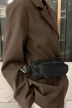 Boho Black Wrinkled Solid Durable Faux Leather Mini Bag