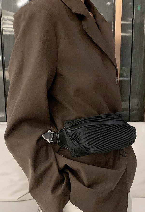 Boho Black Wrinkled Solid Durable Faux Leather Mini Bag