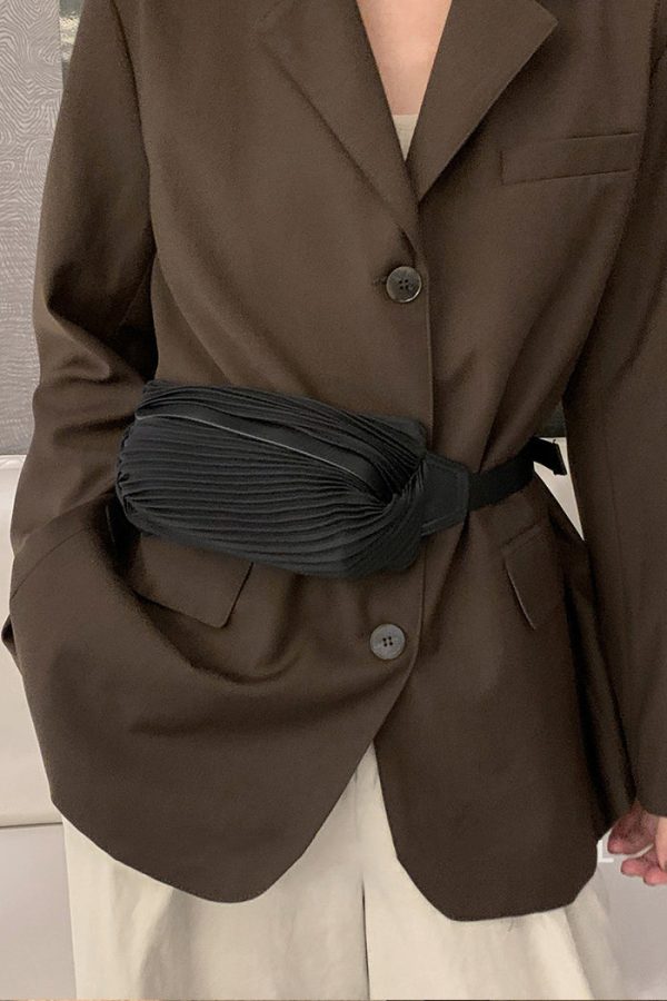 Boho Black Wrinkled Solid Durable Faux Leather Mini Bag